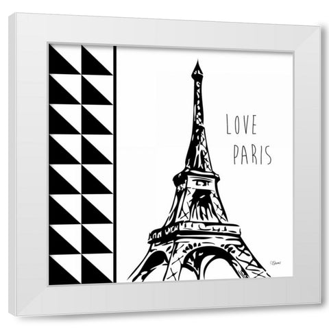 Love Paris White Modern Wood Framed Art Print by Stevens, Carole