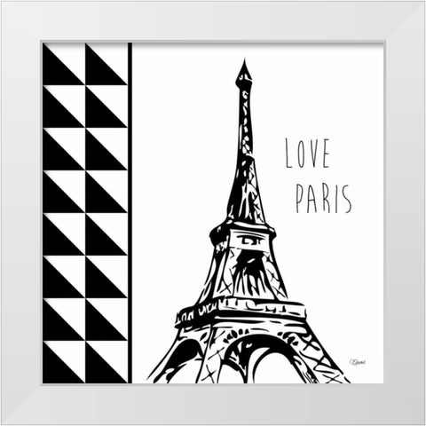 Love Paris White Modern Wood Framed Art Print by Stevens, Carole