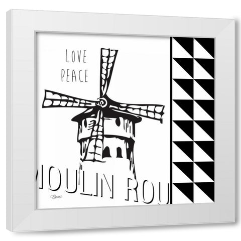 Love Peace White Modern Wood Framed Art Print by Stevens, Carole
