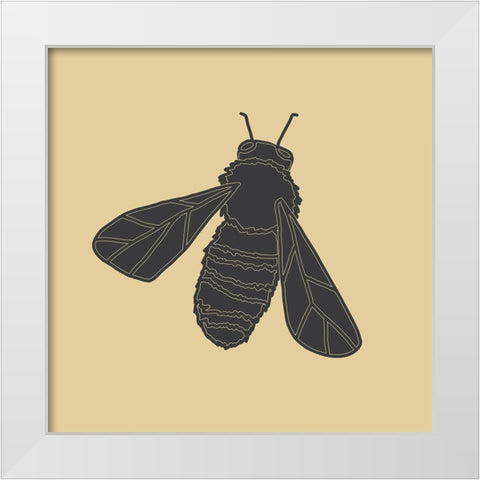 Bees Black And Gold 2 White Modern Wood Framed Art Print by Sweet Melody Designs