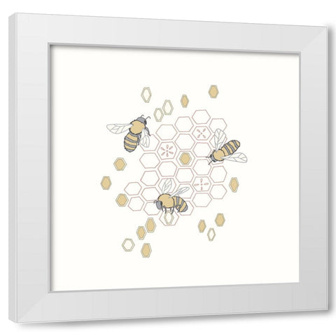 Honeycomb White Modern Wood Framed Art Print by Sweet Melody Designs