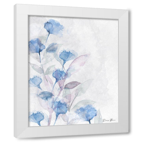 Modern Poppies 1 Blue White Modern Wood Framed Art Print by Brown, Denise