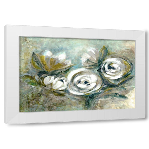 Green Serenity White Modern Wood Framed Art Print by Charest, Doris