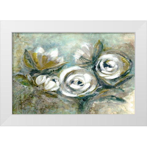 Green Serenity White Modern Wood Framed Art Print by Charest, Doris