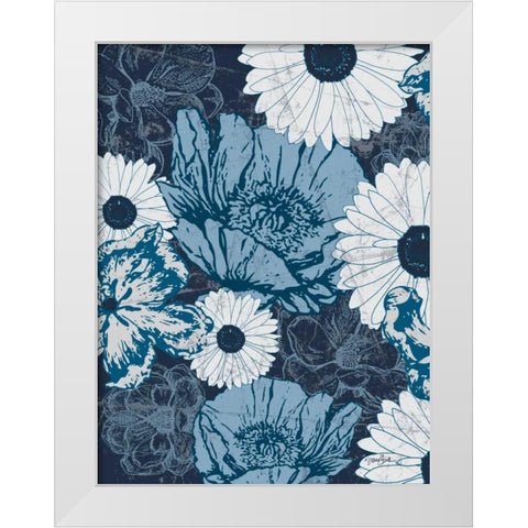 Floral Toile 3 White Modern Wood Framed Art Print by Stimson, Diane