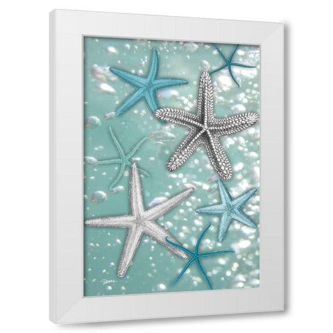 Starfish Bubbles White Modern Wood Framed Art Print by Stimson, Diane