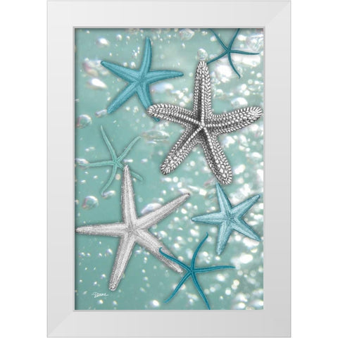 Starfish Bubbles White Modern Wood Framed Art Print by Stimson, Diane
