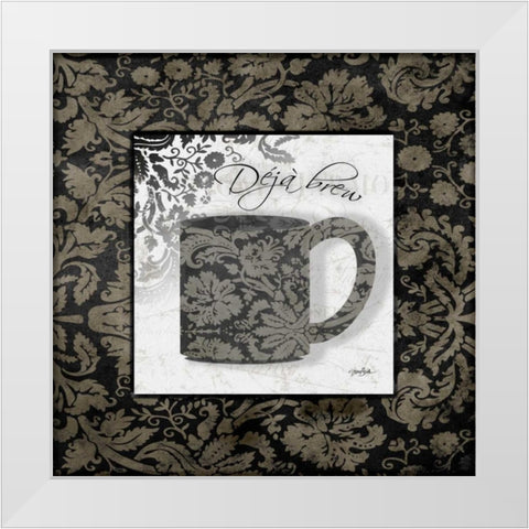 Gray Coffee Damask 2 White Modern Wood Framed Art Print by Stimson, Diane