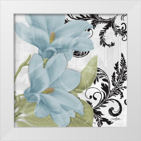 Magnolia Blue White Modern Wood Framed Art Print by Stimson, Diane