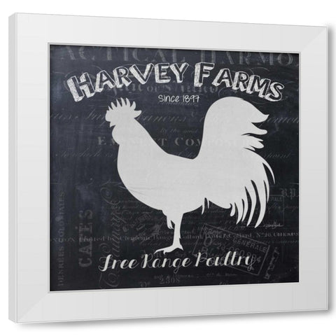 Chalkboard Poultry White Modern Wood Framed Art Print by Stimson, Diane