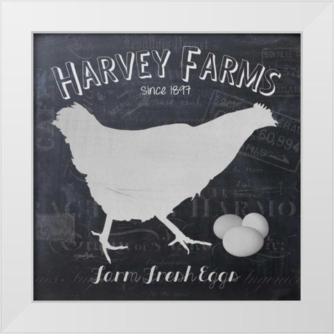 Chalkboard Hen White Modern Wood Framed Art Print by Stimson, Diane