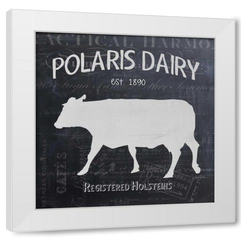 Chalkboard Cow White Modern Wood Framed Art Print by Stimson, Diane