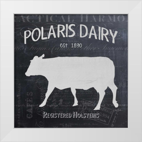 Chalkboard Cow White Modern Wood Framed Art Print by Stimson, Diane