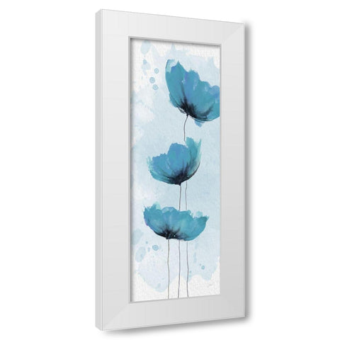 Blue Poppies 1 White Modern Wood Framed Art Print by Stimson, Diane