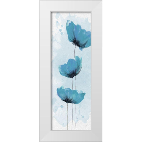 Blue Poppies 1 White Modern Wood Framed Art Print by Stimson, Diane