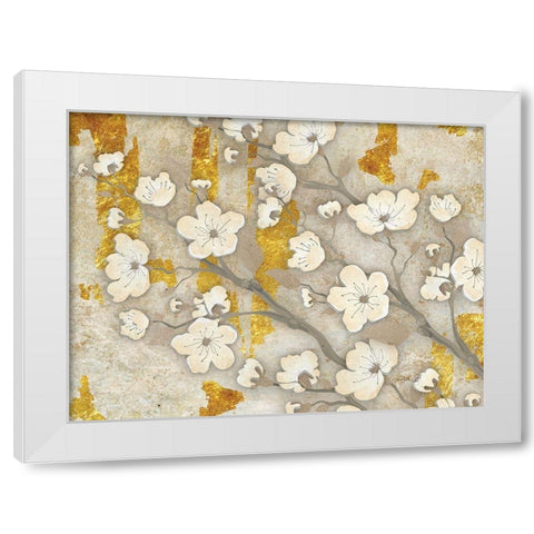 Golden Blossoms 2 White Modern Wood Framed Art Print by Stimson, Diane