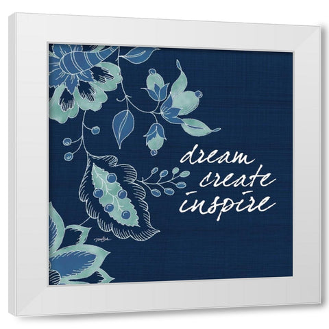 Navy Floral 2 White Modern Wood Framed Art Print by Stimson, Diane