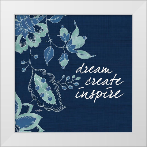 Navy Floral 2 White Modern Wood Framed Art Print by Stimson, Diane