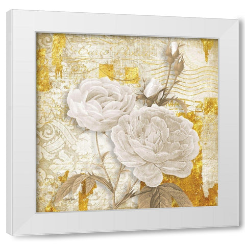 Golden Floral 1 White Modern Wood Framed Art Print by Stimson, Diane