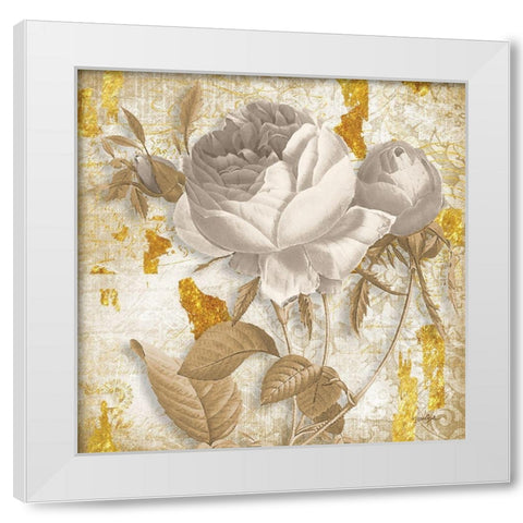 Golden Floral 2 White Modern Wood Framed Art Print by Stimson, Diane