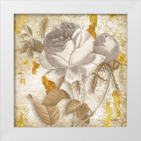 Golden Floral 2 White Modern Wood Framed Art Print by Stimson, Diane