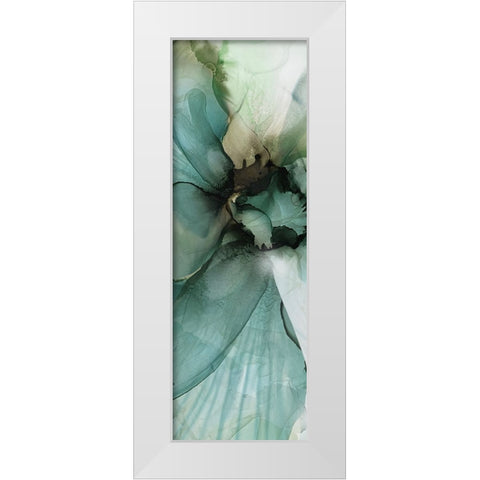 Sage And Teal Florals 2 White Modern Wood Framed Art Print by Debs, Emma Catherine