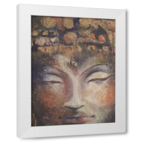 Buddha Neutral Close-Up White Modern Wood Framed Art Print by Debs, Emma Catherine