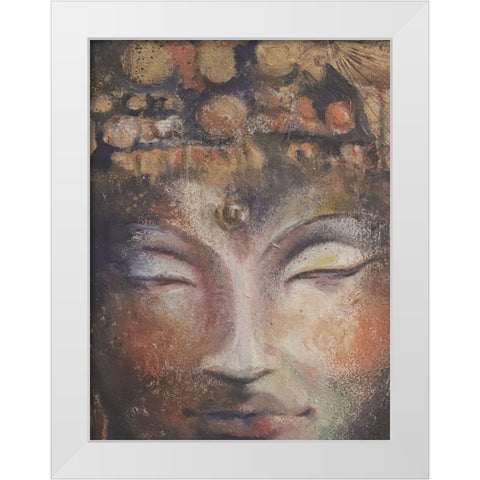 Buddha Neutral Close-Up White Modern Wood Framed Art Print by Debs, Emma Catherine