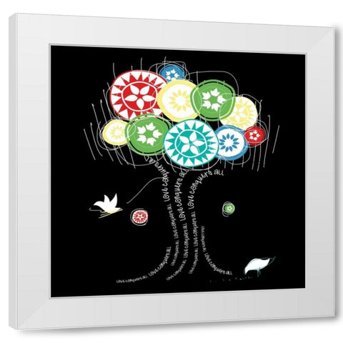 Love Conquers White Modern Wood Framed Art Print by Rodriquez Jr, Enrique