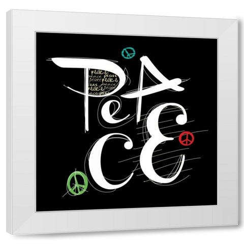 Peace White Modern Wood Framed Art Print by Rodriquez Jr, Enrique