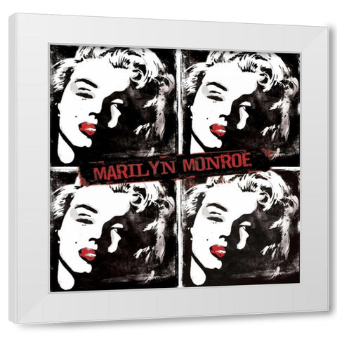 Red Marilyn Watercolor White Modern Wood Framed Art Print by Rodriquez Jr, Enrique