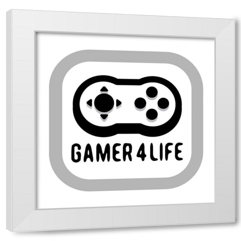 Gamer Life White Modern Wood Framed Art Print by Rodriquez Jr, Enrique