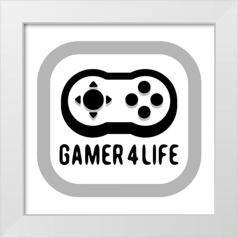 Gamer Life White Modern Wood Framed Art Print by Rodriquez Jr, Enrique