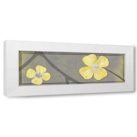 Yellow Flowers 2 White Modern Wood Framed Art Print by Gibbons, Lauren