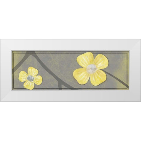 Yellow Flowers 2 White Modern Wood Framed Art Print by Gibbons, Lauren