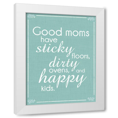 Good Moms Aqua White Modern Wood Framed Art Print by Gibbons, Lauren
