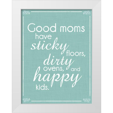 Good Moms Aqua White Modern Wood Framed Art Print by Gibbons, Lauren