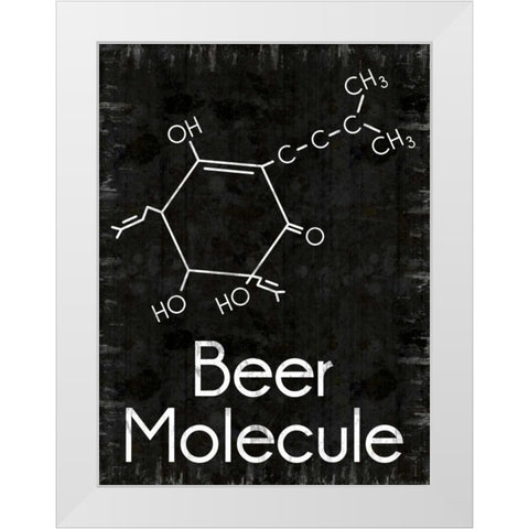 Beer Molecule 2 Rect White Modern Wood Framed Art Print by Gibbons, Lauren