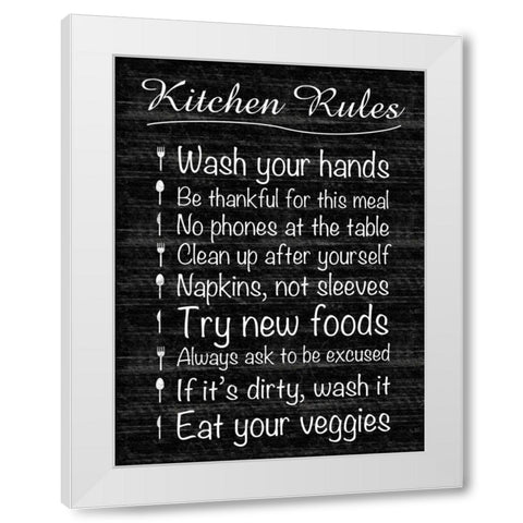 Kitchen Rules White Modern Wood Framed Art Print by Gibbons, Lauren
