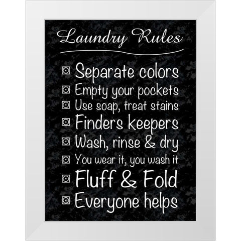 Laundry Rules White Modern Wood Framed Art Print by Gibbons, Lauren