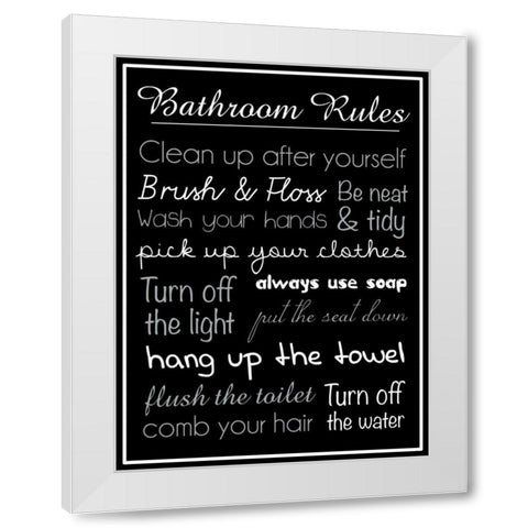 Bath Rules Blk 2 White Modern Wood Framed Art Print by Gibbons, Lauren