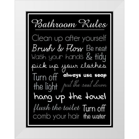 Bath Rules Blk 2 White Modern Wood Framed Art Print by Gibbons, Lauren