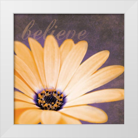 Believe Flower White Modern Wood Framed Art Print by Gibbons, Lauren