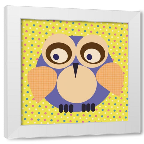 Owl Polka White Modern Wood Framed Art Print by Gibbons, Lauren