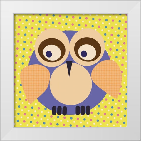 Owl Polka White Modern Wood Framed Art Print by Gibbons, Lauren