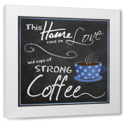 Blue Poka Cup White Modern Wood Framed Art Print by Gibbons, Lauren