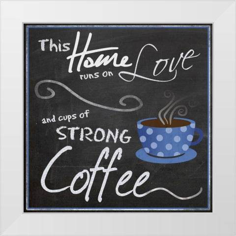 Blue Poka Cup White Modern Wood Framed Art Print by Gibbons, Lauren