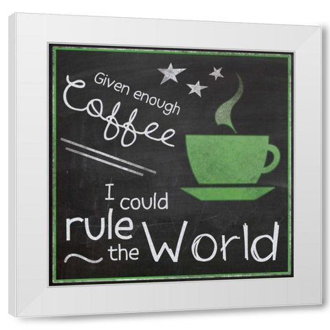 Green Coffe World White Modern Wood Framed Art Print by Gibbons, Lauren