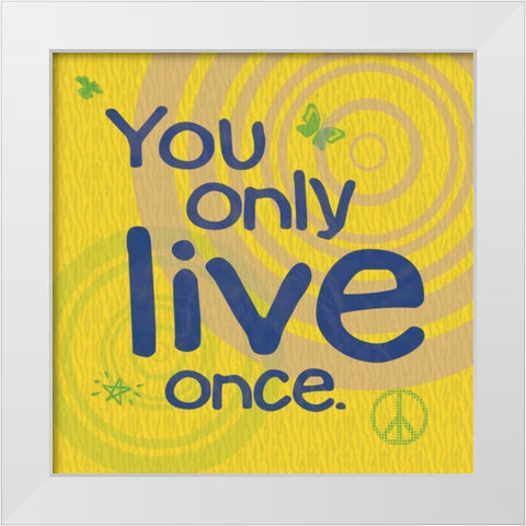 YOLO Yellow White Modern Wood Framed Art Print by Gibbons, Lauren