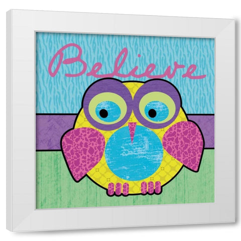 Highlighter Belief Owl White Modern Wood Framed Art Print by Gibbons, Lauren